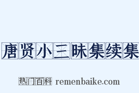 唐贤小三昧集续集是什么意思的图片